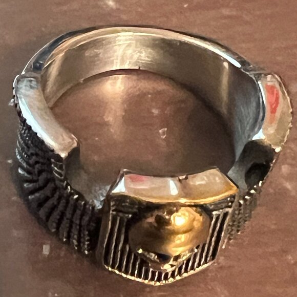 **Stainless Steel Winged Gold Skull Ring - Picture 4 of 4